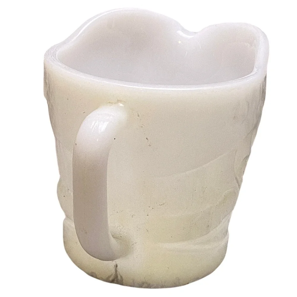Vintage Federal Glass Toby Mug Milk Glass Creamer Pitcher‎ Face